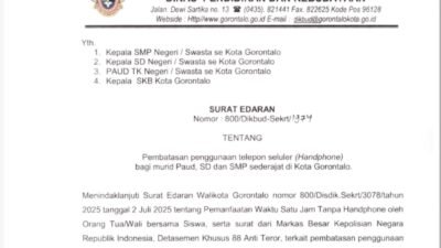 Pemerintah Kota Gorontalo Batasi Penggunaan Handphone bagi Siswa PAUD, SD, dan SMP